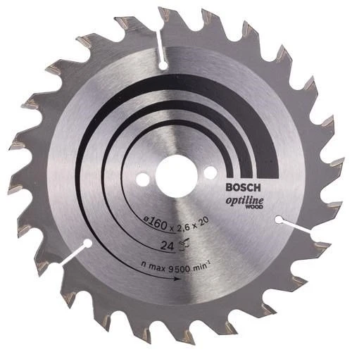 Bosch Optiline Wood 160mm TCT Circular Saw Blade 20mm Bore 24T 2608640596 3 Bosch Optiline Wood 160mm TCT Circular Saw Blade 20mm Bore 24T 2608640596