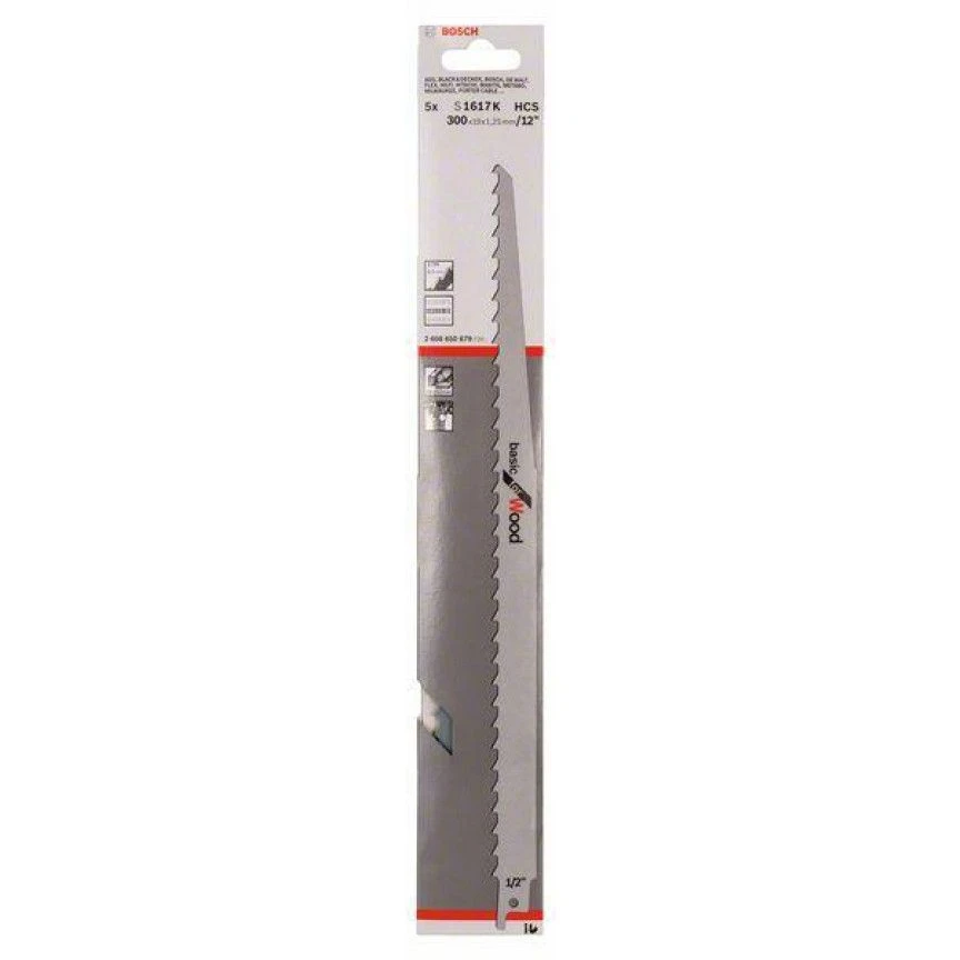 BOSCH Sabre Saw Blades S1617K Basic For Wood 300mm 5pk - Image 2