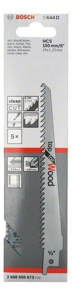 BOSCH Sabre Saw Blades S644D Top For Wood 150mm 5pk 4 BOSCH Sabre Saw Blades S644D Top For Wood 150mm 5pk - Image 2