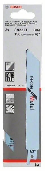 BOSCH Sabre Saw Blades S922EF Flexible For Metal 150mm 5pk - Image 2