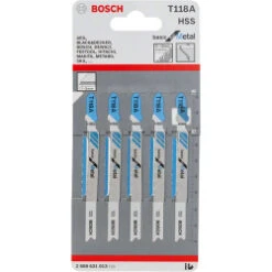 Bosch T118A Jigsaw Blade For Metal 1-3mm (Pack Of 5) P/No. 2 608 631 013