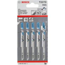 Bosch Jigsaw Blade For Aluminium 0.5-1.5mm T227D (Pack Of 5) P/No. 2 608 631 030