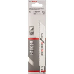 Bosch S922HF Sabre Saw Blade Flexiable For Wood 5-100mm And Metal 3-12mm (Pack Of 5) P/No. 2 608 656 016